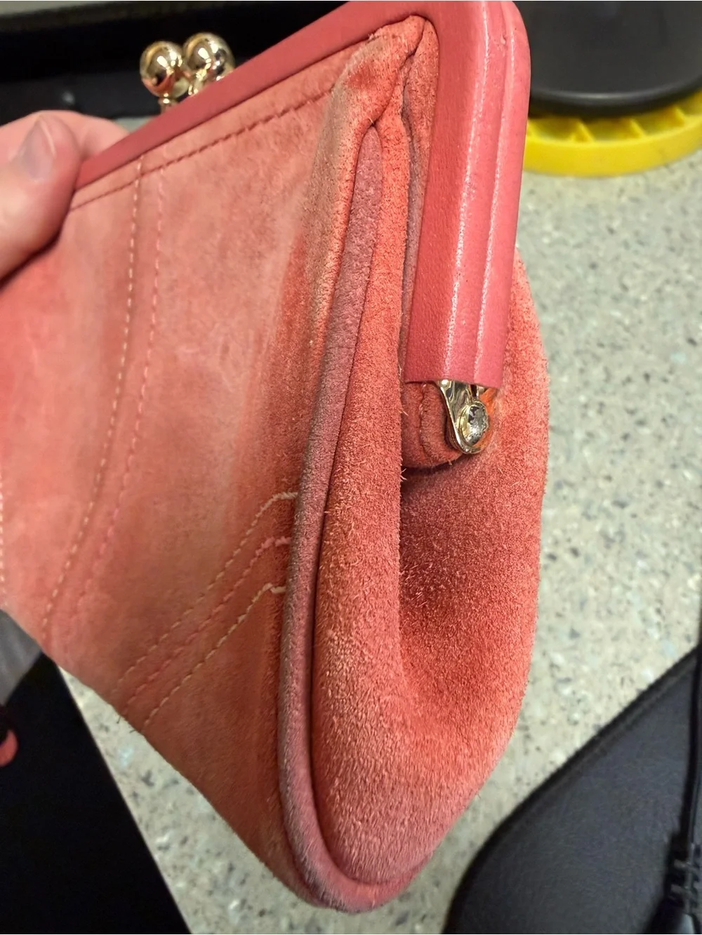 Vintage Coach Y2K Coral Suede Wristlet Clutch From The Early 2000’s
